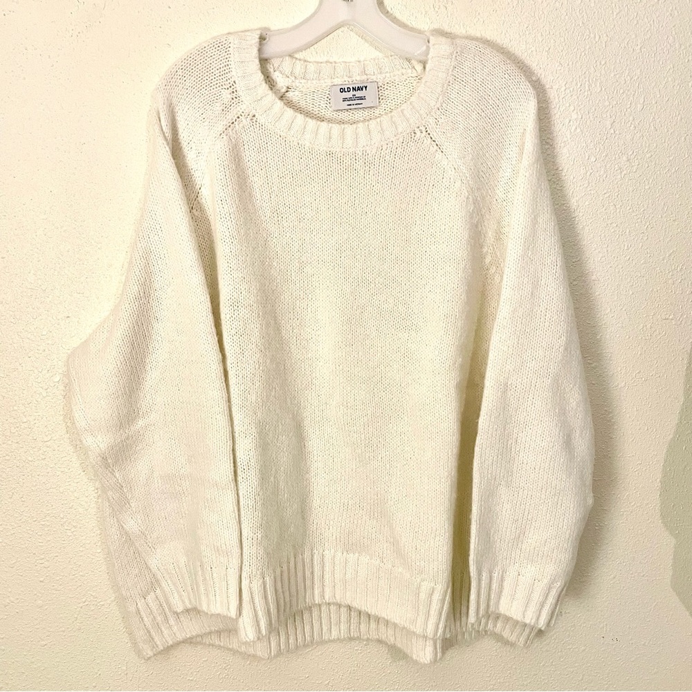 Old Navy Womens Plus Cozy Shaker-Stitch Pullover Sweater Cream 2X